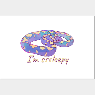 Cute watercolor snake I'm sleepy Posters and Art